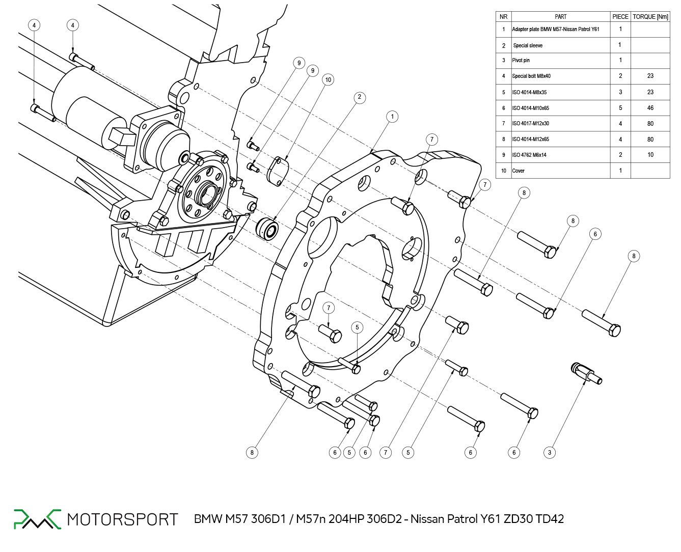 montaż skrzyni biegów Nissan Patrol Y61 ZD30 TD42 BMW M57N 306d1