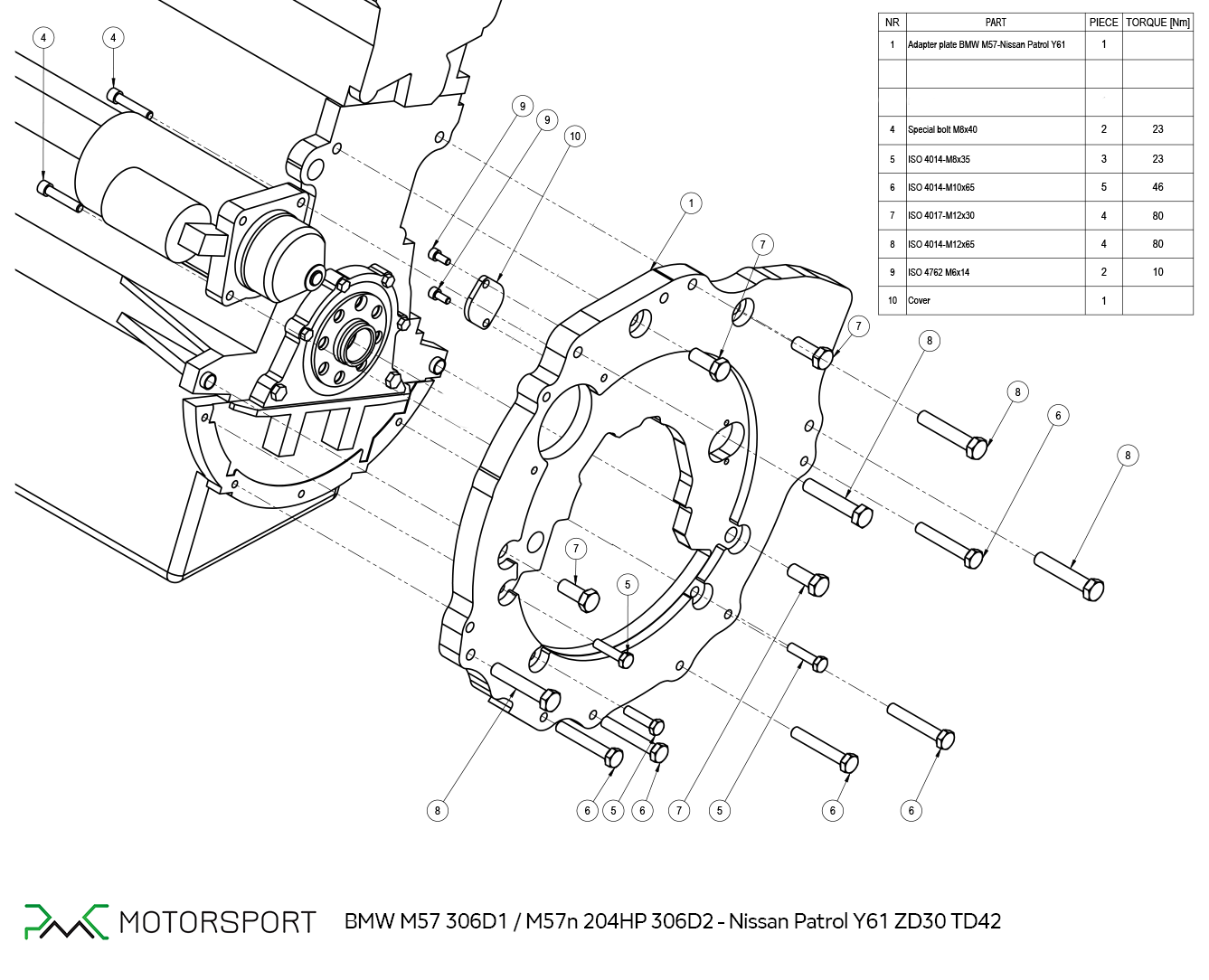 installation of Nissan Patrol Y61 ZD30 TD42 BMW M57N 306d1 transmission