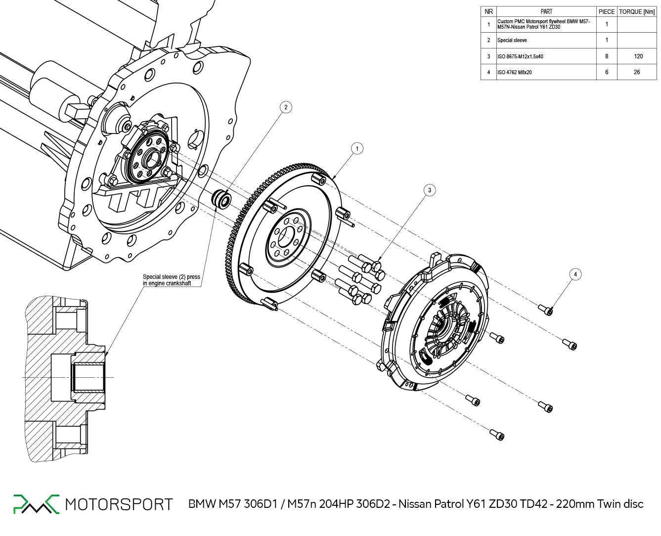 volano nissan patrol BMW M57 306d1 bi-disco