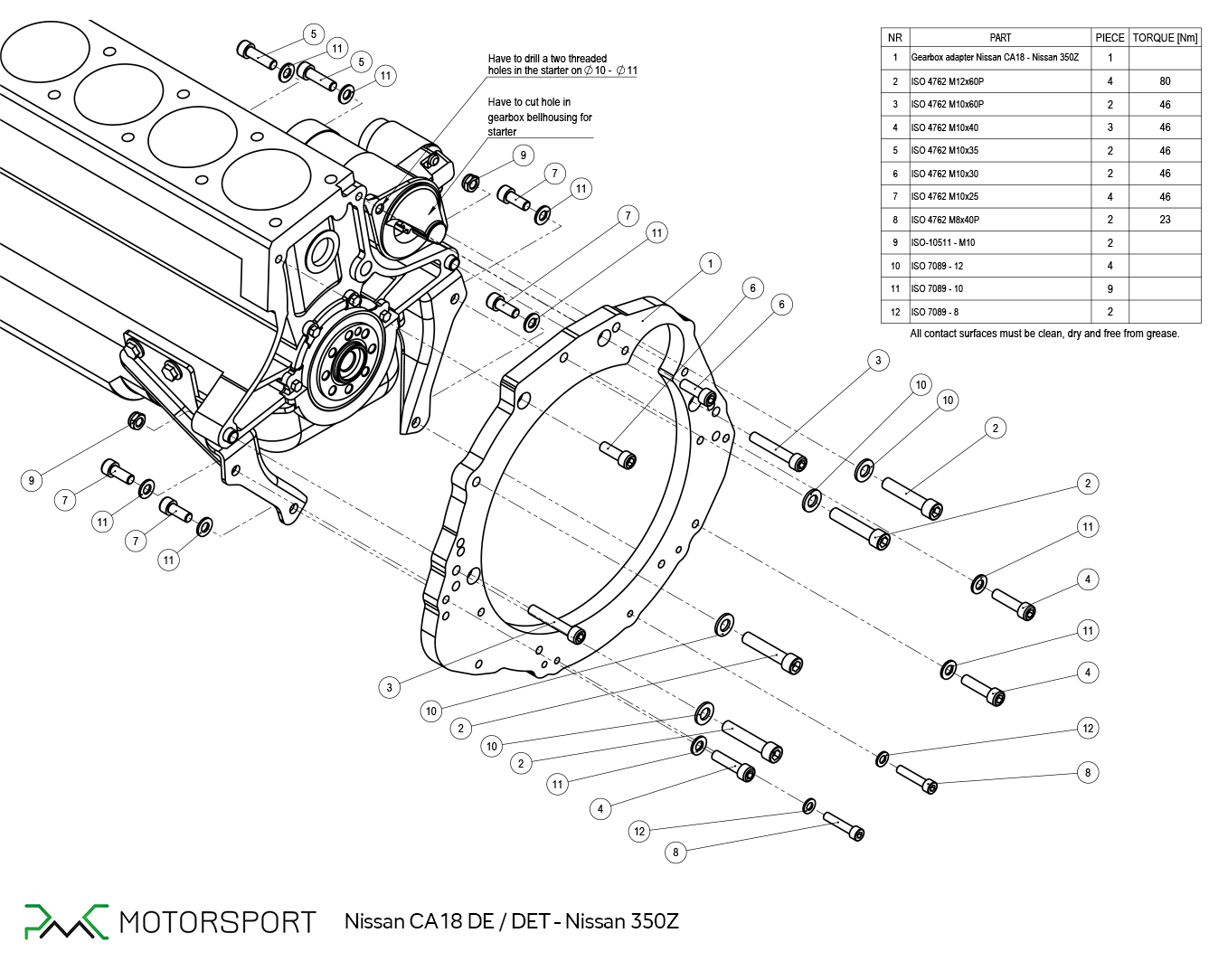 adapter skrzyni biegów nissan CA18 ca18de ca18det nissan 350z cd009