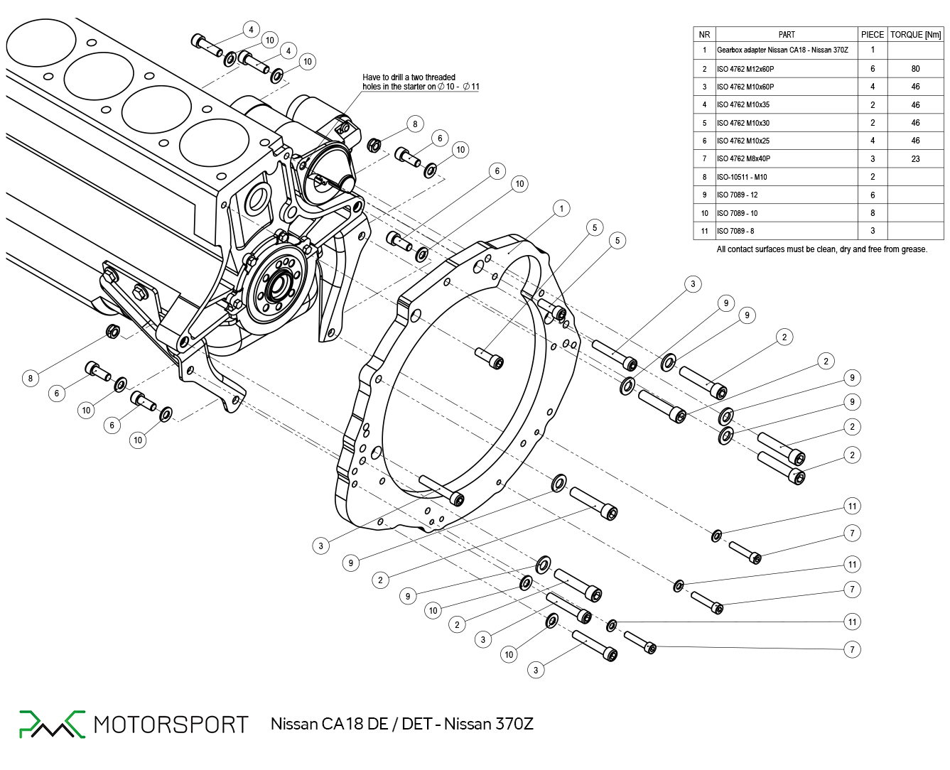 Nissan CA18 ca18de ca18det nissan 350z cd009 gearbox adapter