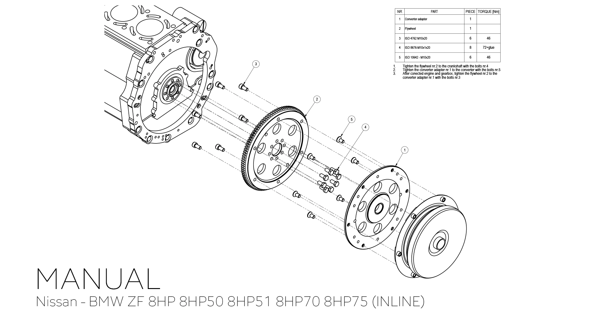 adapter konwertera BMW ZF 8HP 8HP50 8HP51 8HP70 8HP75 - Nissan 200SX SR SR20