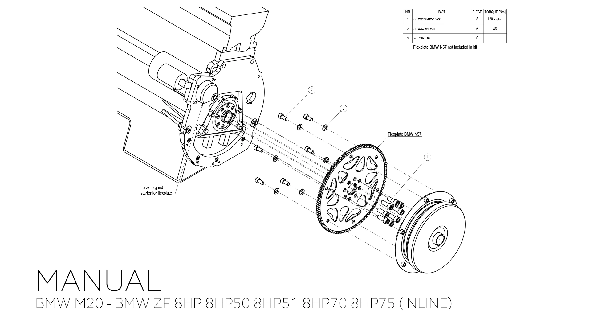 adapter konwertera BMW ZF 8HP 8HP50 8HP51 8HP70 8HP75 - BMW M20 M21