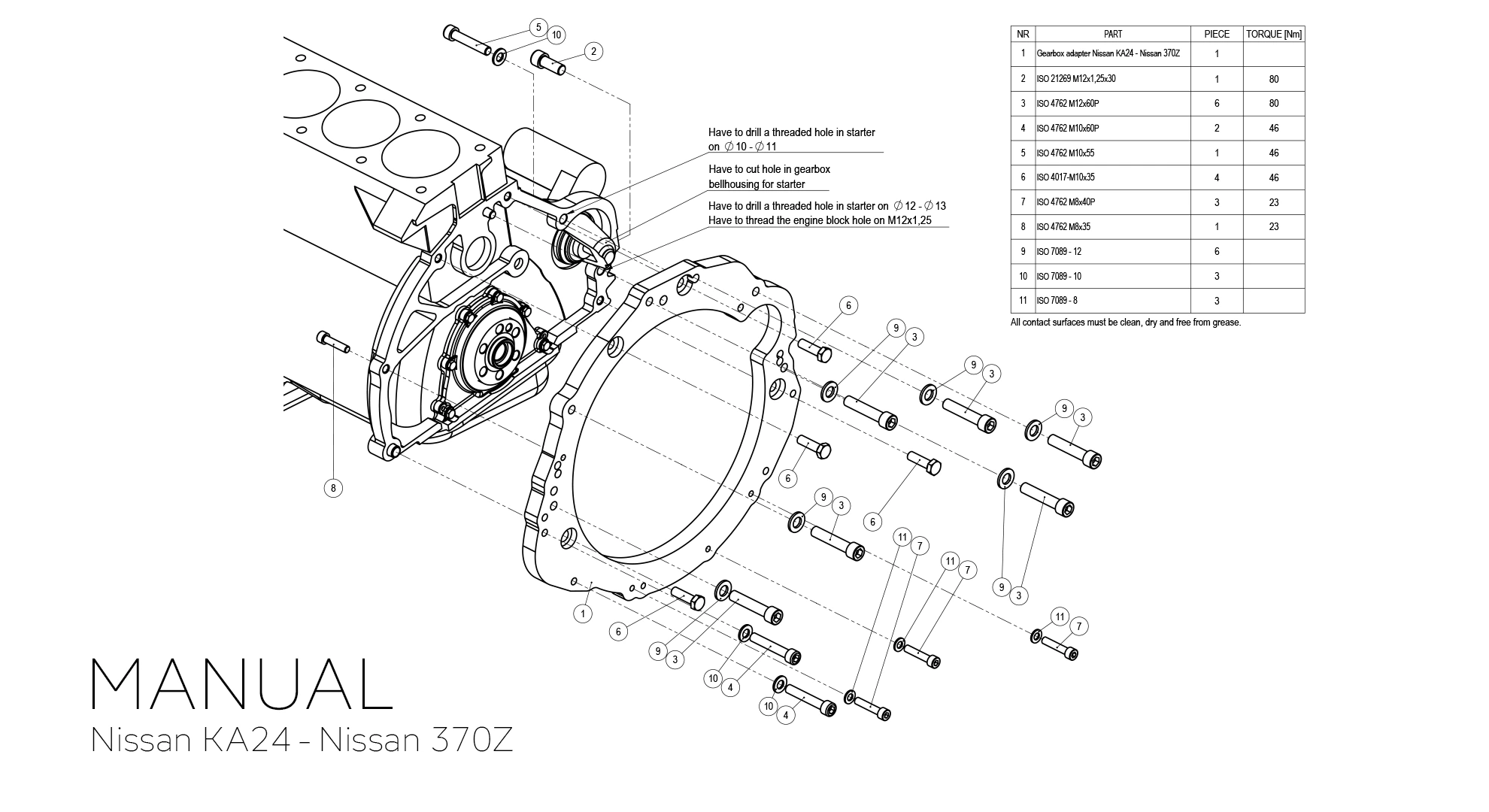 Adapter skrzyni biegów Nissan ka24 - nissan 370z jk