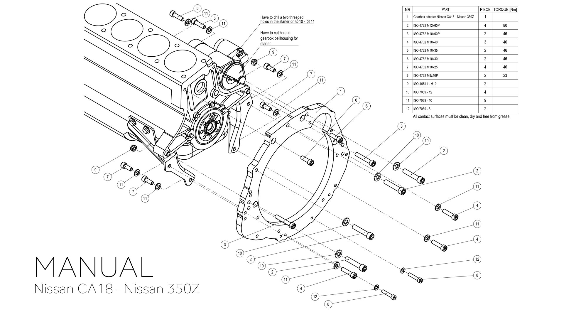 Adapter skrzyni biegów Nissan ca18 - nissan 350z cd009