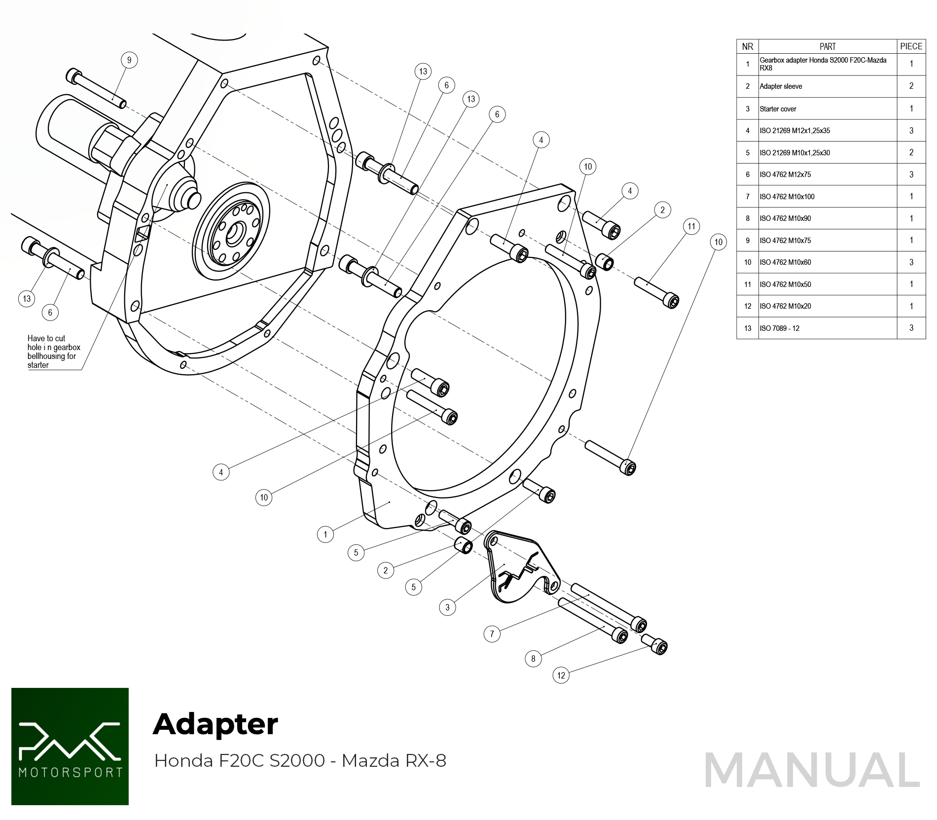 installationsanleitung schwungrad PMC Honda S2000 - mazda rx-8 rwd swap