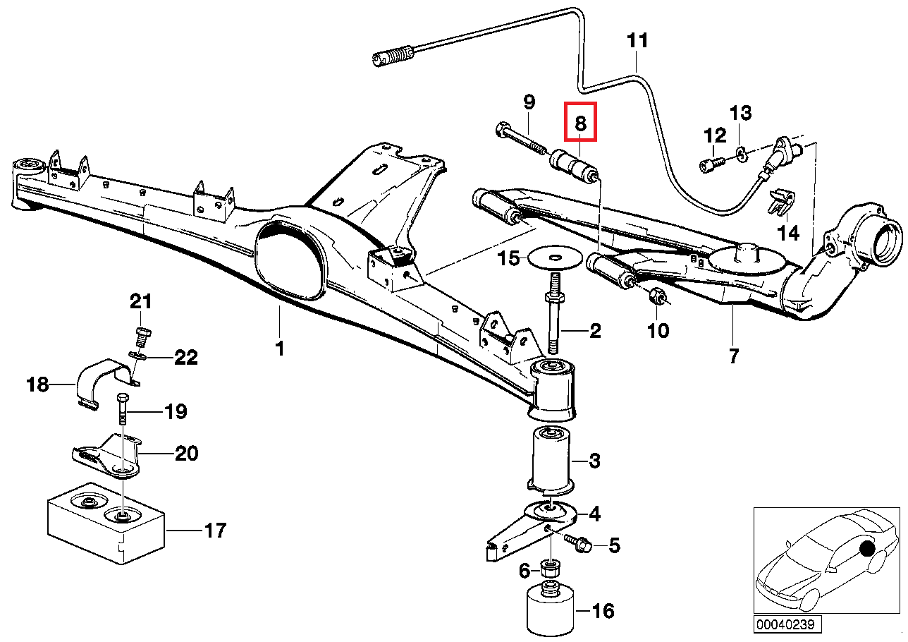 Boccole in poliuretano per braccio oscillante posteriore BMW Serie 3 Z3 E21 E30 E36 Compact 80ShA 0022914