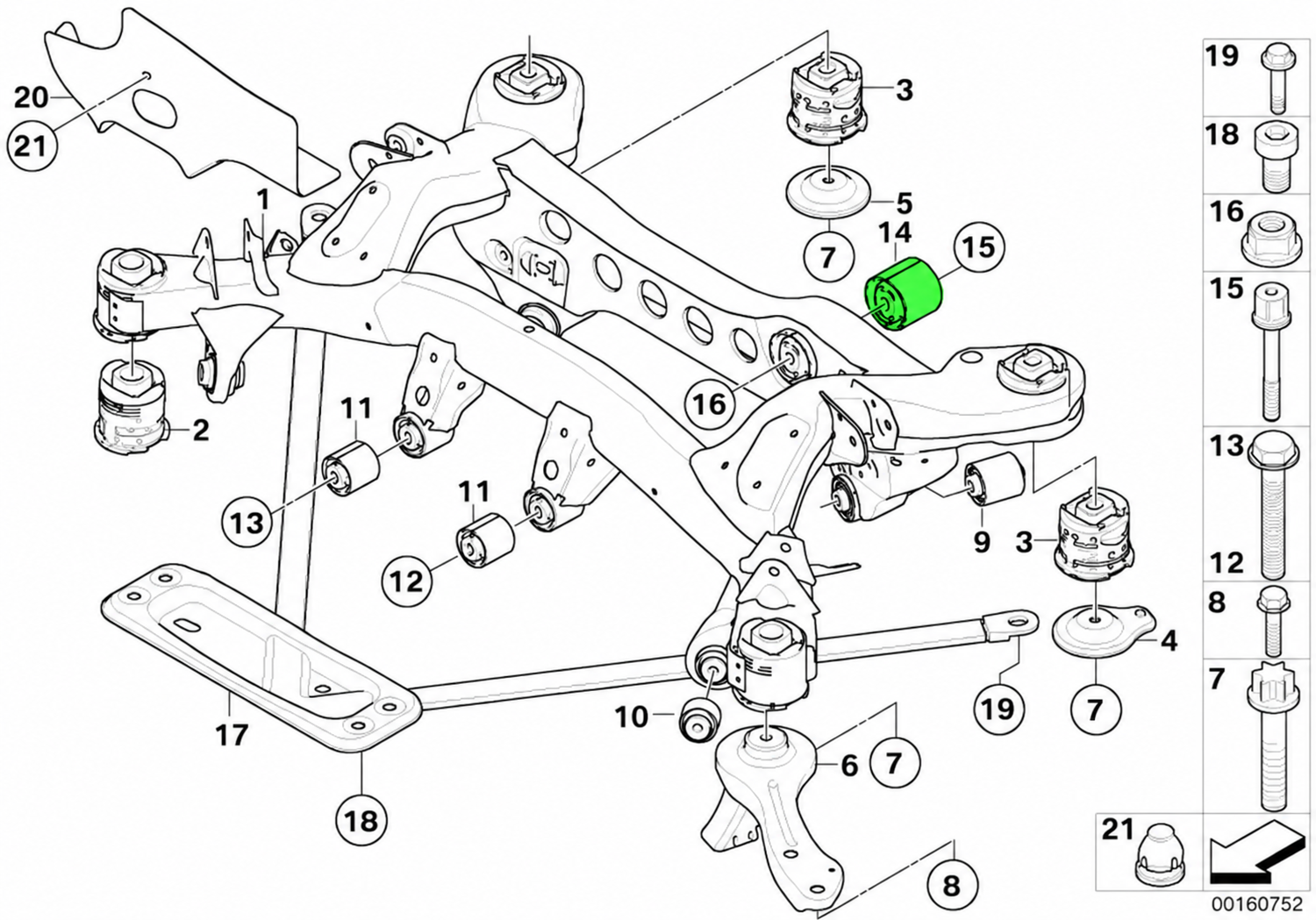 Polyurethane Rear Subframe Bushings BMW 4 Series F32 F33 F36 80ShA 2398919
