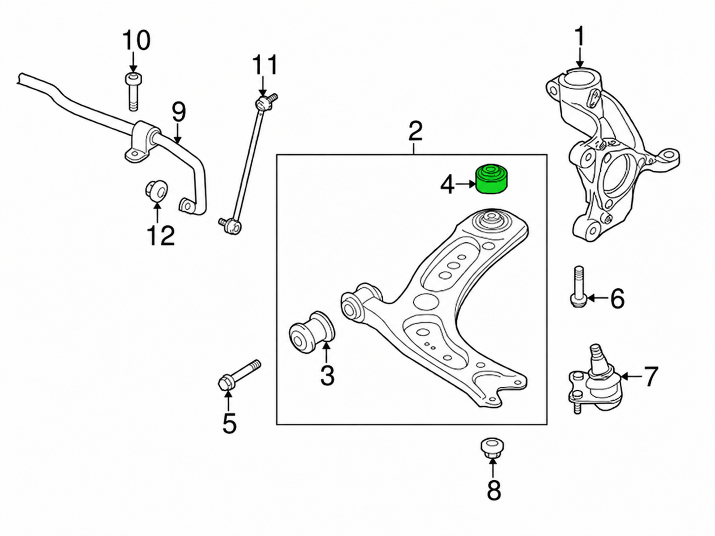 Silentbloc arrière de bras de suspension avant en polyuréthane Audi A1 II A3 8V 8Y Q2 Q3 II TT 8S 80ShA 5Q0407183L