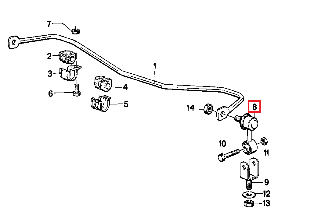 Poliuretanowa tuleja łącznika stabilizatora przedniego BMW Seria 3 E30 E36 Z1 Z3 80ShA B0005794
