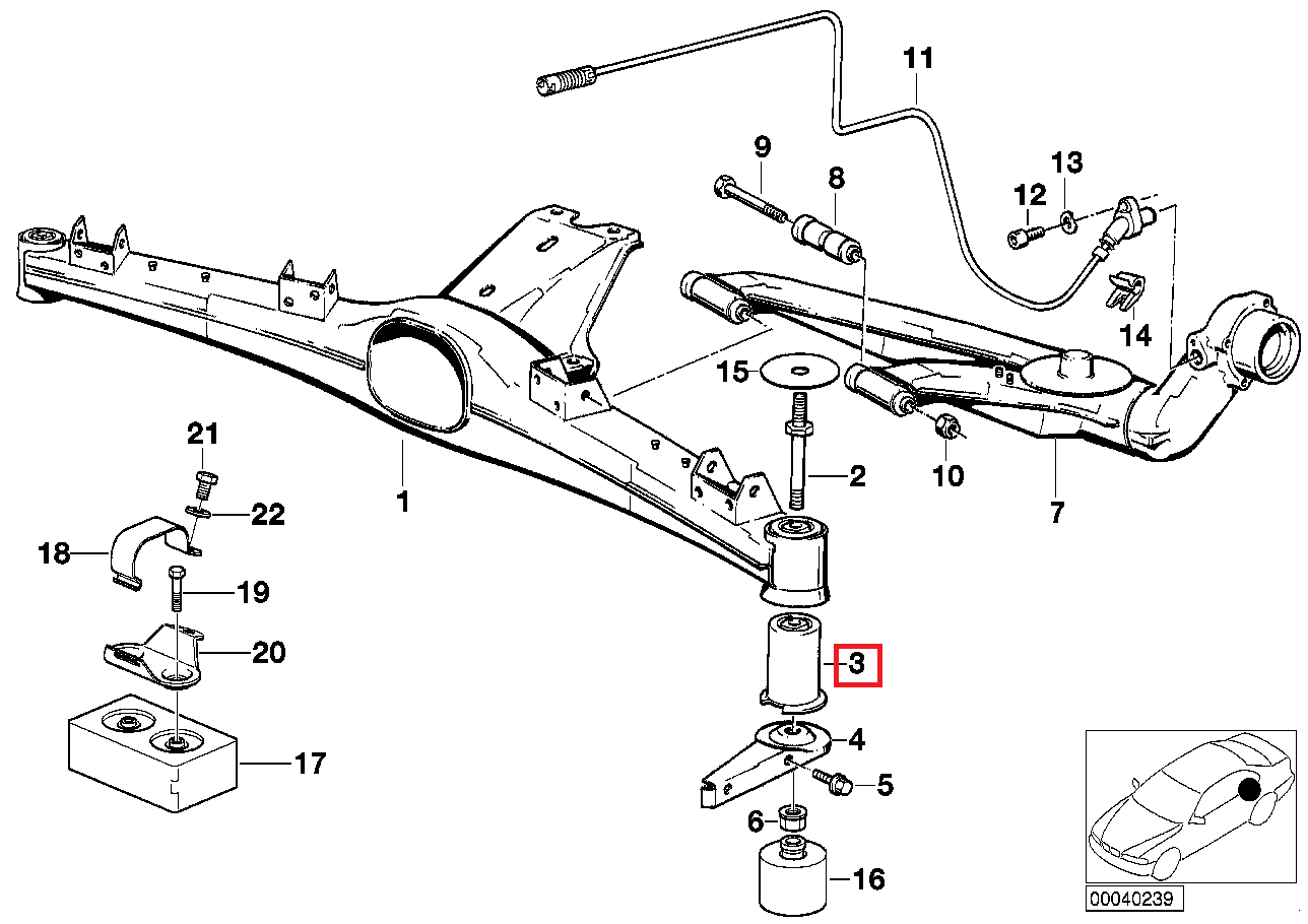 Boccola differenziale in poliuretano BMW Serie 3 E36 Compact Z3 70-75ShA B0022914