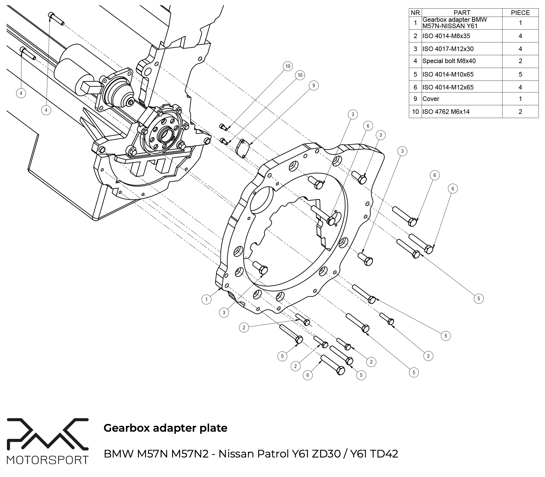 Nissan Patrol Y61 BMW M57N gearbox installation
