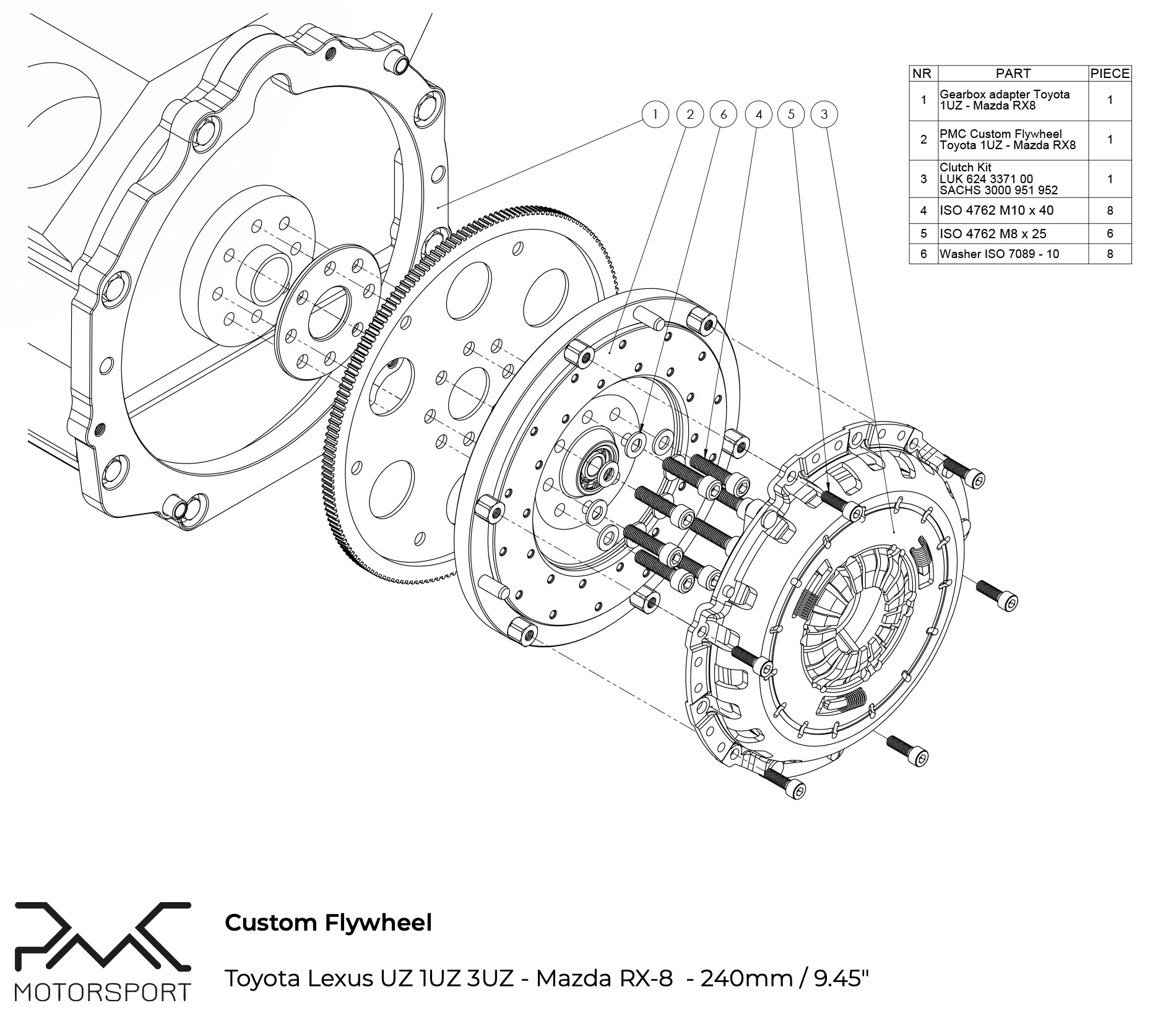 thumbnail image 2 of Gripforce FX OEM Clutch Kit With Flywheel For 2009-2013 Toyota Corolla Matrix Pontiac Vibe 1.8L 2 of 6
