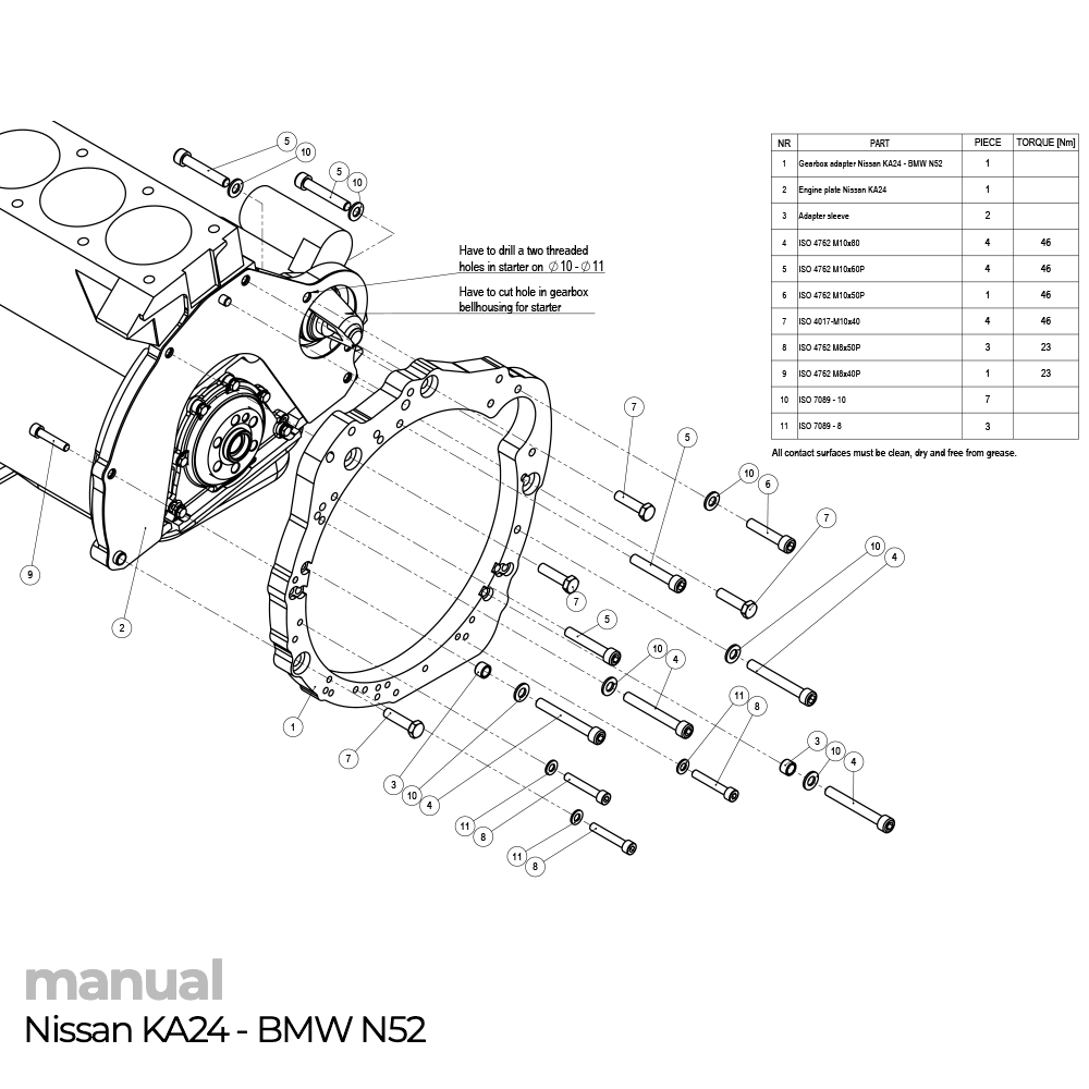 montaż skrzyni biegów zf5 Nissan KA24 adapter pmc