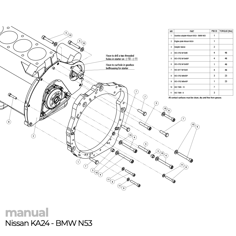montaż skrzyni biegów zf5 Nissan KA24 adapter pmc