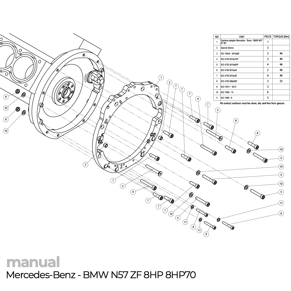 szlifowanie dzwonu skrzyni biegów zf adapter pmc mercedes Benz zf5
