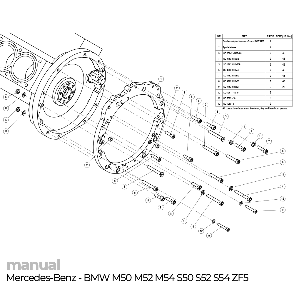 szlifowanie dzwonu skrzyni biegów zf adapter pmc mercedes Benz zf5