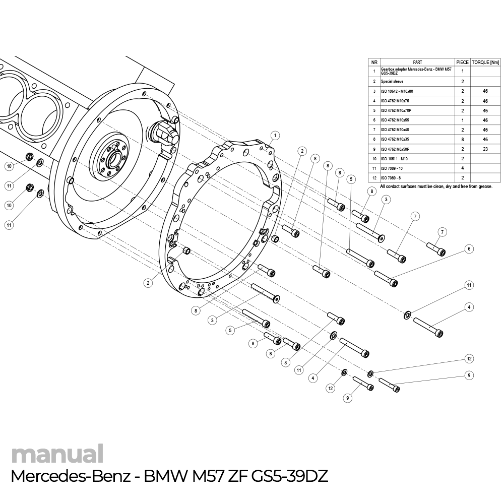 szlifowanie dzwonu skrzyni biegów zf adapter pmc mercedes Benz zf5