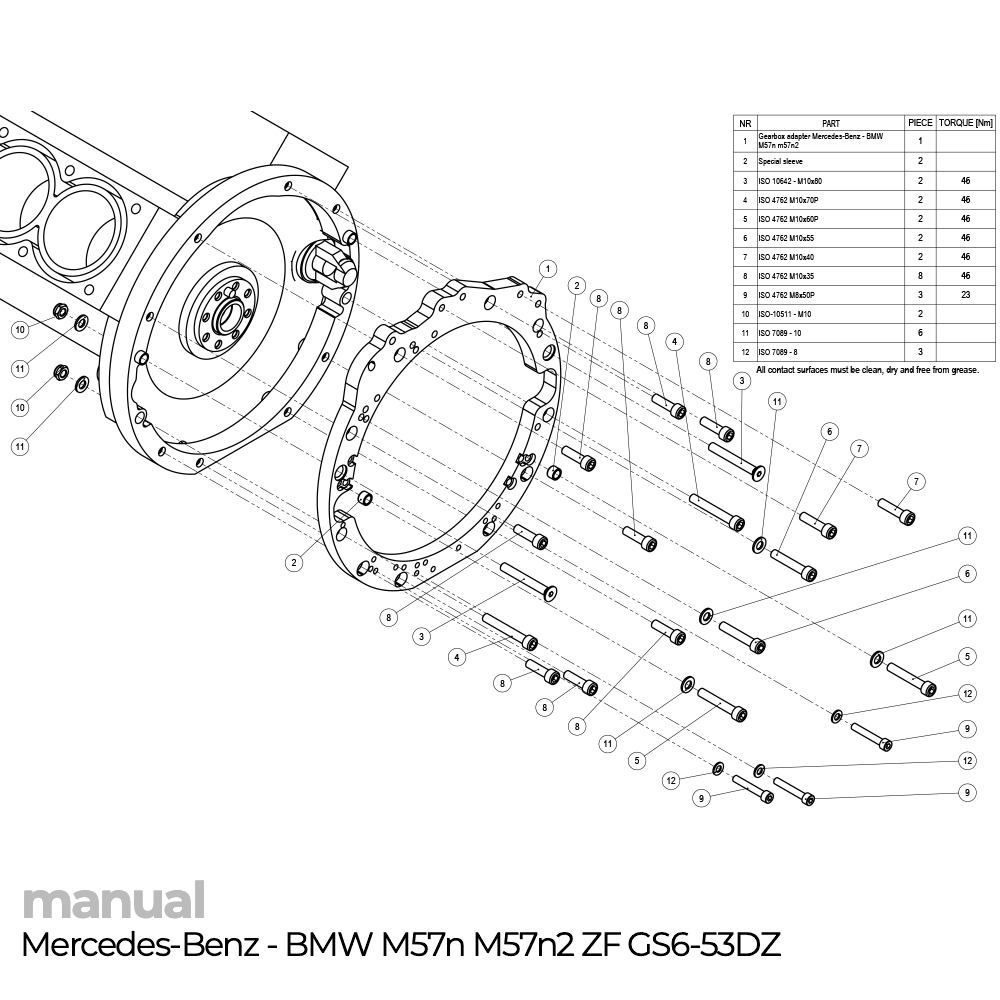 szlifowanie dzwonu skrzyni biegów zf adapter pmc mercedes Benz zf5