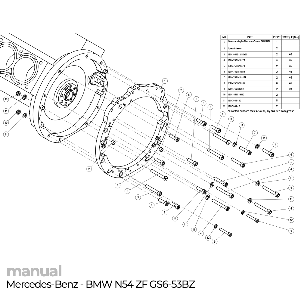 szlifowanie dzwonu skrzyni biegów zf adapter pmc mercedes Benz zf5