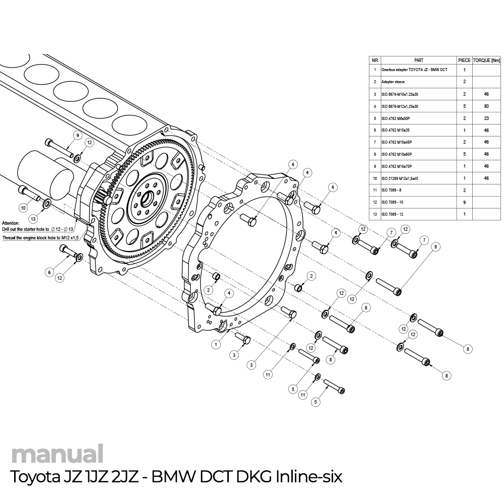 montaż skrzyni biegów Getrag dct dkg dual-clutch jz adapter pmc