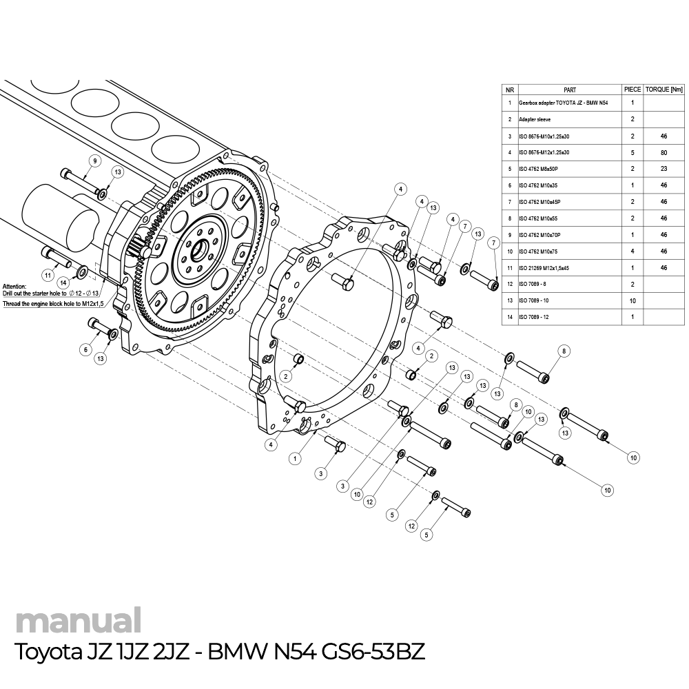 montaż skrzyni biegów zf6 gs6-53bz 135i 335i 535i e60 e90 1jz 2jz jz adapter pmc