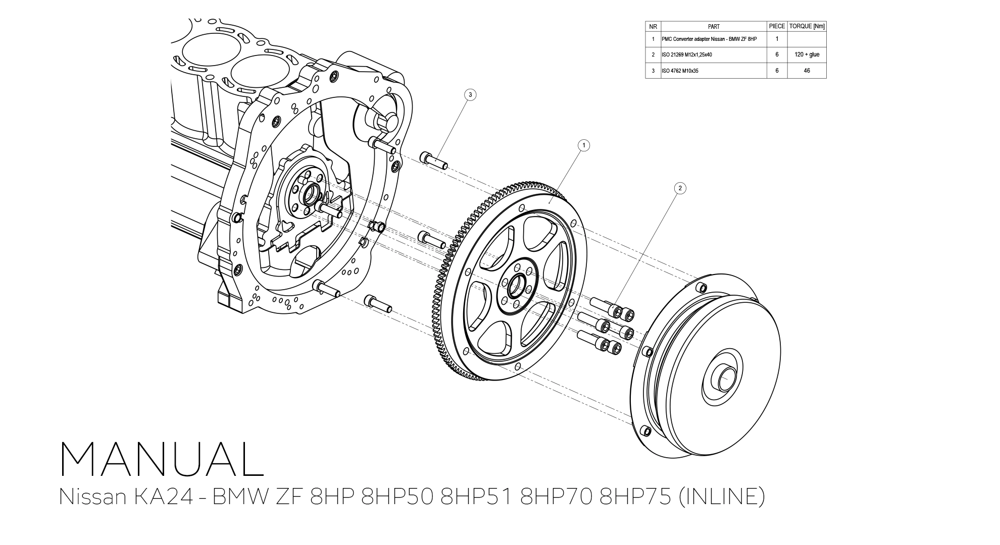 instrukcja montażu adaptera konwertera PMC Nissan KA24 - ZF 8HP 8HP50 8HP51 8HP70 8HP75