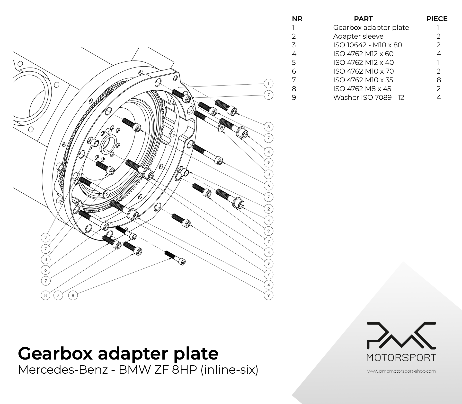 instrukcja montażu adaptera skrzyni biegów Mercedes m156 8HP
