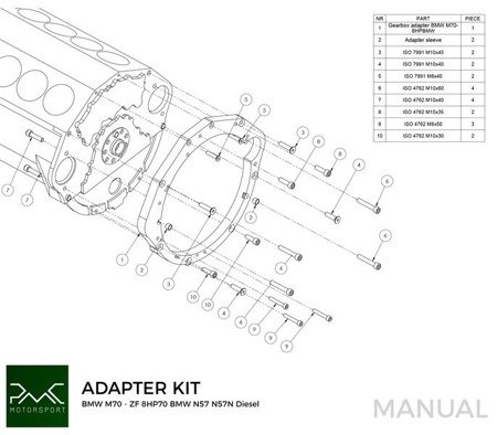 Adapter Kit BMW V12 M70 - BMW ZF 8HP 8HP75 8HP70 8HP50