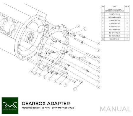 Gearbox Adapter Plate Mercedes-Benz V8 M156 - Manual BMW (M50-M57)
