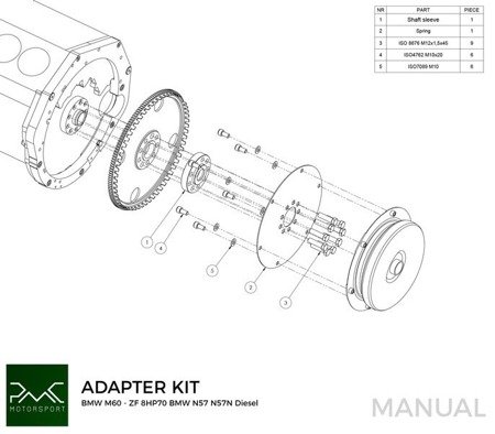 Getriebeadapter Kit BMW E32 V8 730i 740i - BMW ZF 8HP 8HP70 8HP50