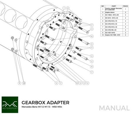 Getriebeadapter Mercedes-Benz V6 M112 V8 M113 - Manual BMW (M50-M57)