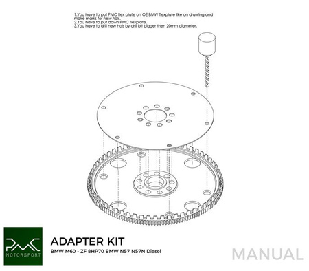 Adaptateur de convertisseur ZF 8HP70 BMW N57 N57N Diesel - BMW M60