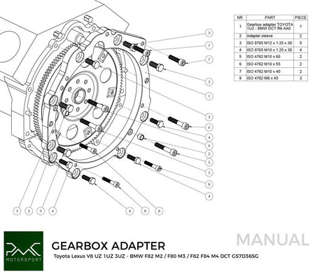 Gearbox Adapter Plate Toyota UZ - BMW DCT DKG GS7D36SG N54 GS6-53BZ