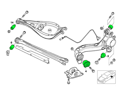 Lenkerbuchsen-Set aus Aluminium BMW E36 E46 Uniball
