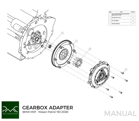 Le volant d’inertie BMW M57 - Nissan Patrol Y61 ZD30 / Y61 TD42 - 215mm / 8.46" Twin Disc