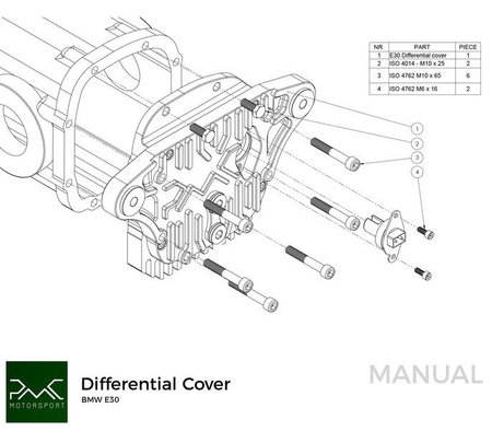 Cubierta de diferencial BMW E30 con doble montaje Tipo 188