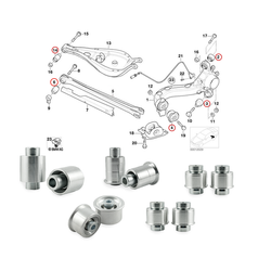 Zestaw aluminiowych tulei do tylnych wahaczy BMW E36 E46 Uniball