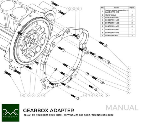 Flange de adaptação Nissan RB - BMW DCT DKG GS7D36SG / N54 GS6-53BZ
