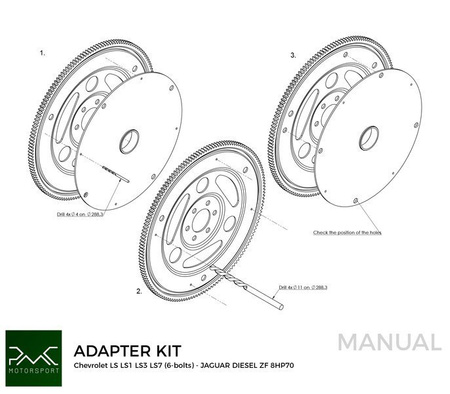 Drilling Template ZF 8HP70 Jaguar Diesel - GM Chevrolet V8 LS