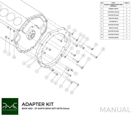 Adapter kit BMW V8 M62 - BMW ZF 8HP 8HP75 8HP70