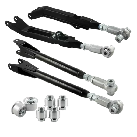 Stage 3 Zestaw regulowanych wahaczy + aluminiowe tuleje wahaczy do BMW E46 Uniball 95kN (czarne)