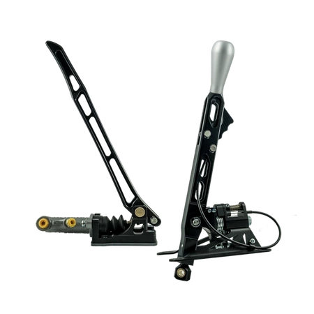 Black Edition Reverse Hydraulic E-brake - 0.750" + PRO H Short Shifter for BMW Transmissions - Silver Long