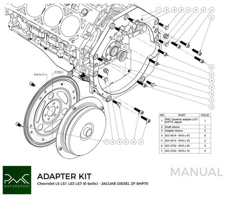 Dima di foratura ZF 8HP70 Jaguar Diesel - GM Chevrolet V8 LS