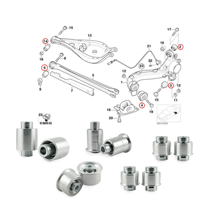 Kit de bujes del brazo de control trasero BMW E36 E46 Uniball