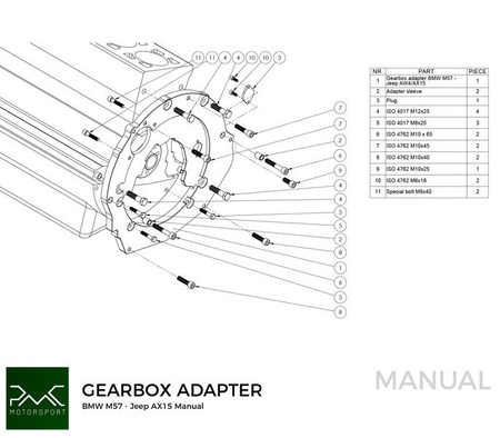 BMW M57 - Jeep XJ Cherokee AX15 / AW4 Getriebeadapter