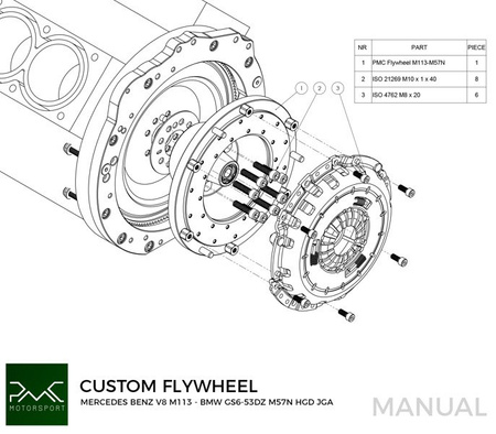 Getriebeadapter Kit Mercedes-Benz M112 M113 M113K - BMW E60 530D M57n GS5-53DZ HGD JGA 6-Gang - 240mm / 9.45"