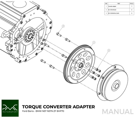 Drehmomentwandler adaptiert BMW ZF 8HP 8HP70 8HP50 - Ford Barra