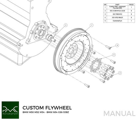 Le volant d’inertie customisé BMW M50 S50 M52 S52 M54 S54 - manuelle 6-vitesses BMW N54 GS6-53BZ 135i 335i 535i - 240mm / 9.45" - 7150g / 15.76lb
