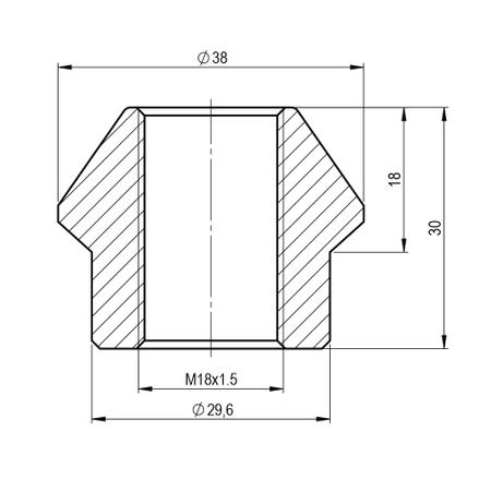 RH Solda rosqueada no elástico, adaptador de tubo, inserção rosqueada M18x1.5